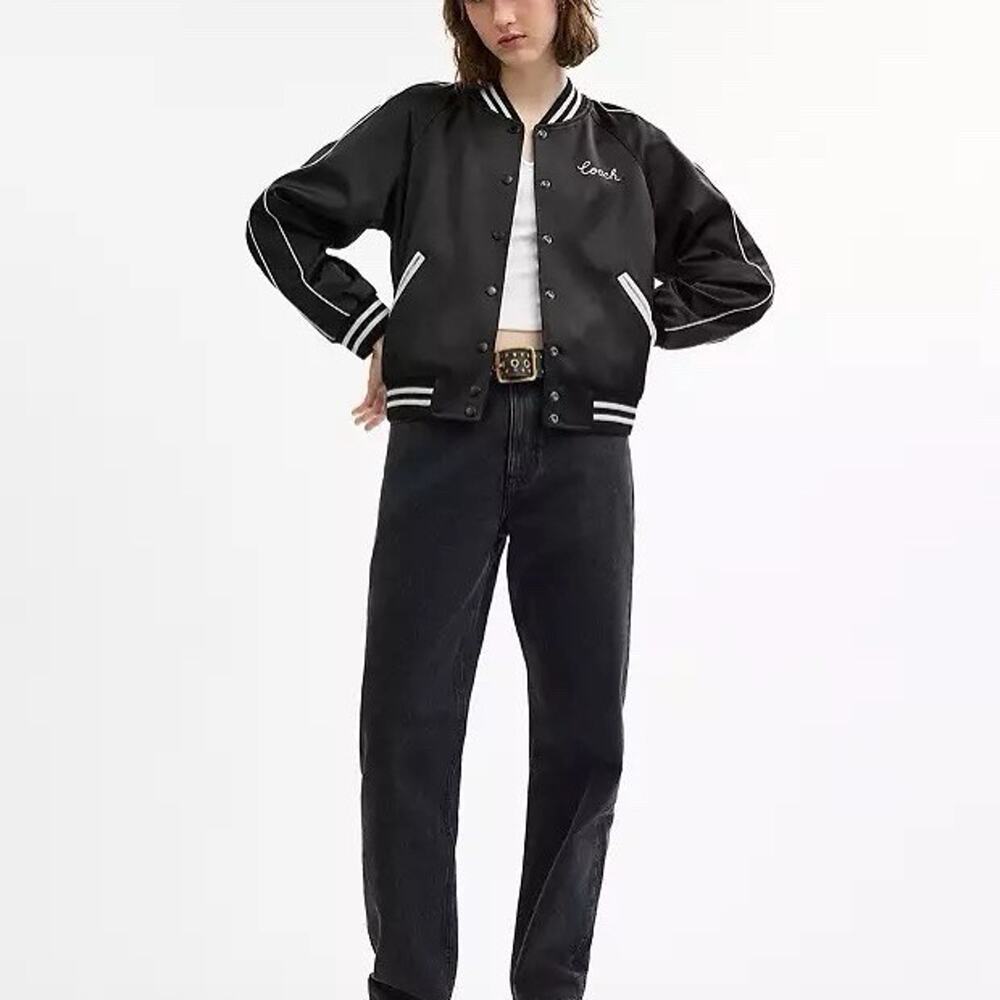 NWT Coach Women's Reversible Signature Souvenir Varsity Jacket CAH06 Black XS - Picture 5 of 9